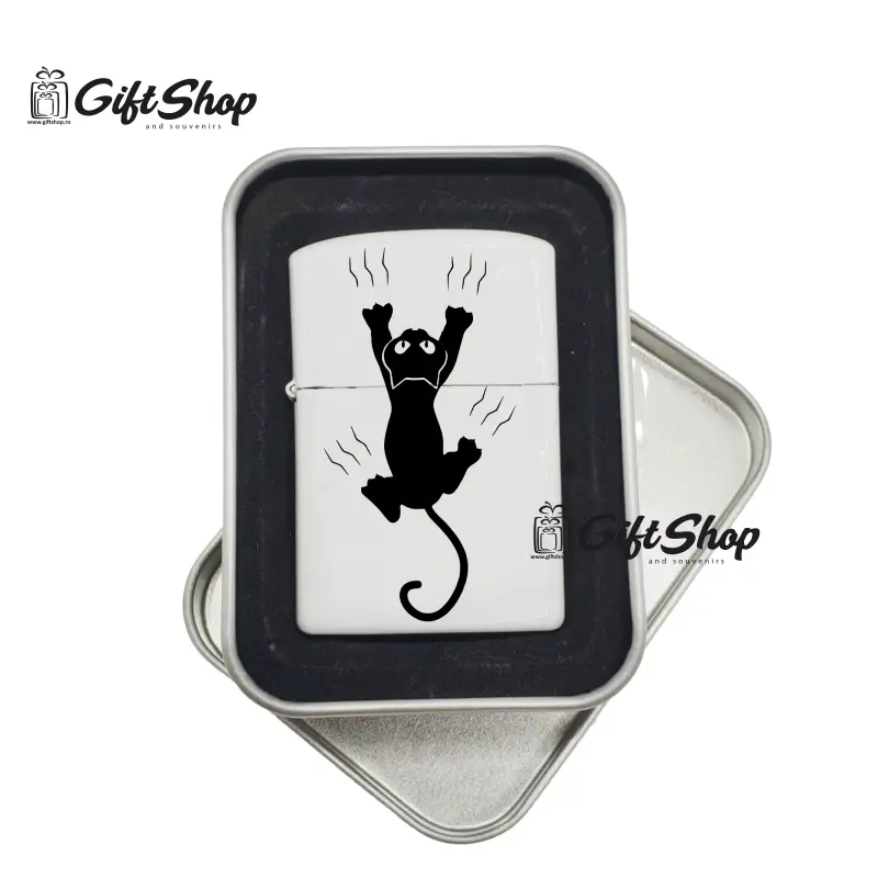 Pisica, bricheta metalica gravata laser cu mesajv